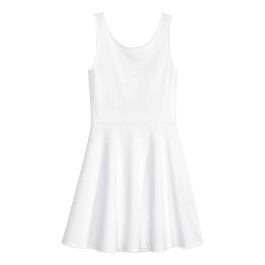 Sukienka H&M bez rękawów z okrągłym dekoltem mini biała 
