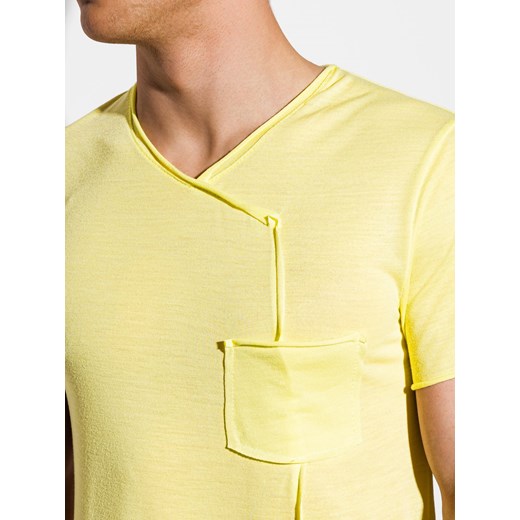 T-shirt męski bez nadruku S1215 - żółty Ombre  S 