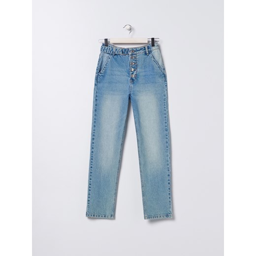 Sinsay - Spodnie jeansowe z wysokim stanem - Niebieski