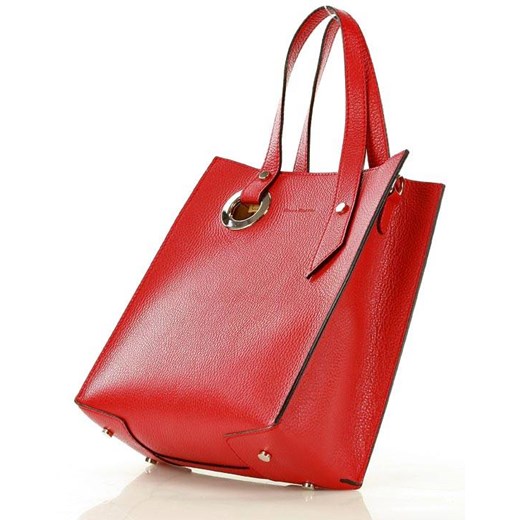 MARCO MAZZINI Designerska torebka skórzana shopper czerwona