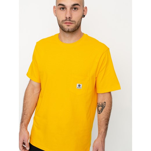 T-shirt męski żółty Element z krótkim rękawem bawełniany 
