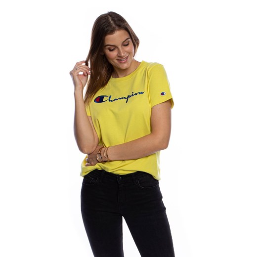 Koszulka damska Champion Script Logo Crew Neck T-Shirt żółta Champion M wyprzedaż bludshop.com