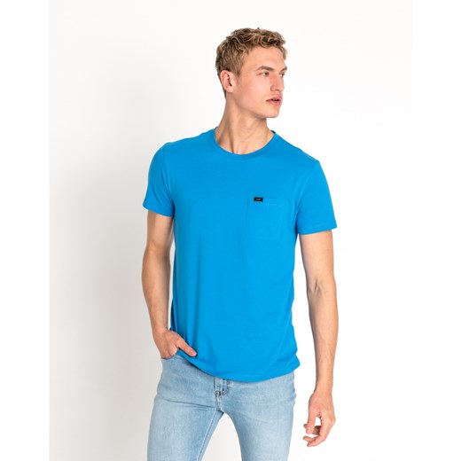 T-shirt męski Lee niebieski z krótkim rękawem 