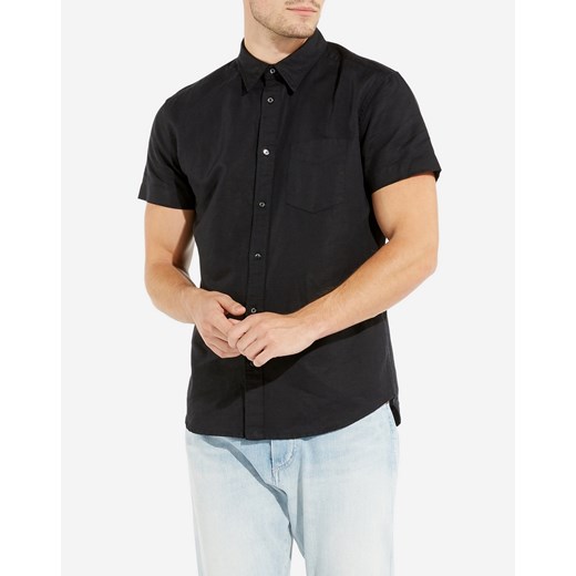 Koszula męska czarna Wrangler z bawełny z krótkimi rękawami casual 