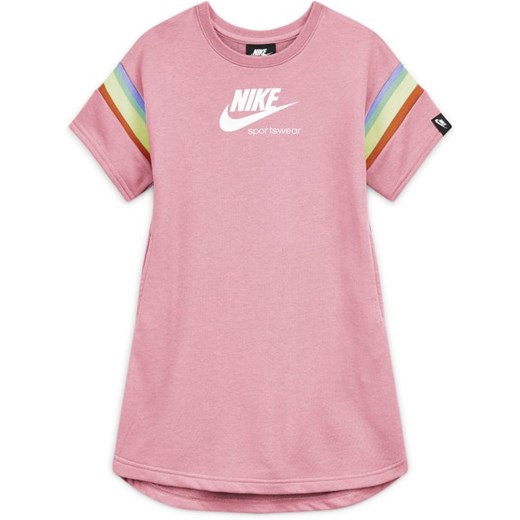 Sukienka z krótkim rękawem dla dużych dzieci (dziewcząt) Nike Sportswear Heritage - Różowy