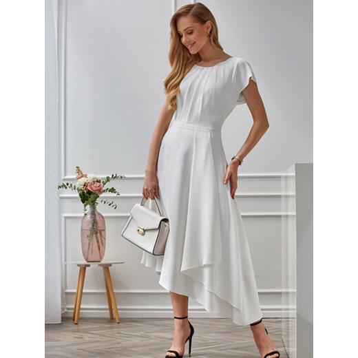 Biała sukienka z asymetrycznym dołem Lizabella L-20SS-2101-40 Lizabella 42 Eye For Fashion