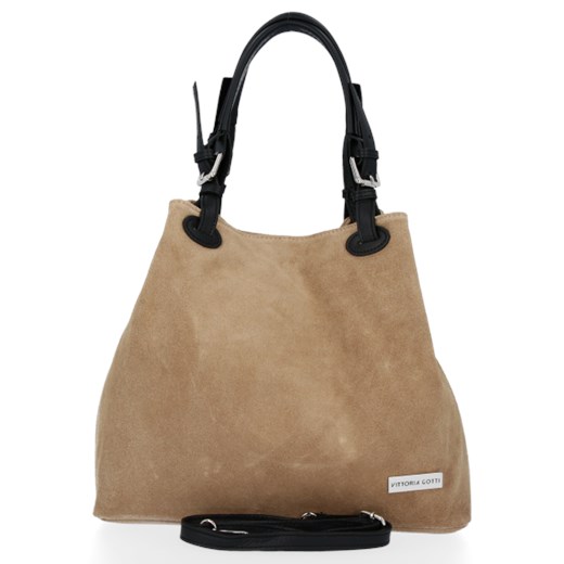 Shopper bag Vittoria Gotti na ramię zamszowa elegancka duża 
