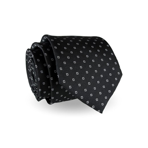 Elegancki Krawat Męski Modny klasyczny czarny we wzorki G266  Jasman  okazja ŚWIAT KOSZUL 