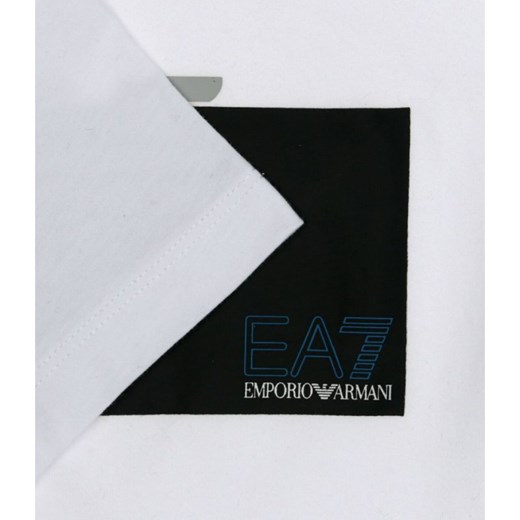 Biały t-shirt chłopięce Emporio Armani z krótkimi rękawami w nadruki 