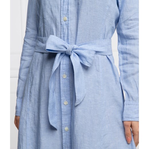 Sukienka Polo Ralph Lauren na wiosnę z lnu z długim rękawem koszulowa 