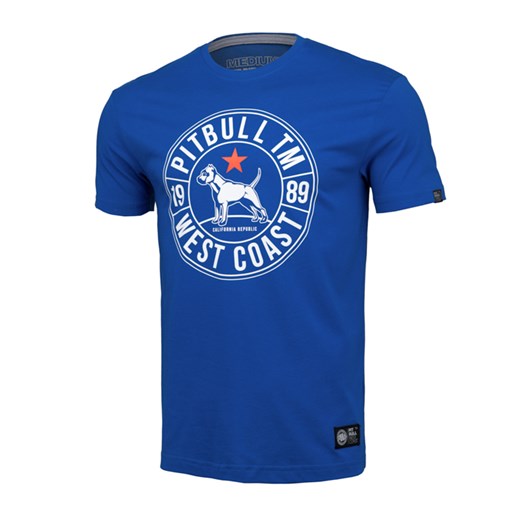 T-shirt męski Pit Bull niebieski z krótkimi rękawami 
