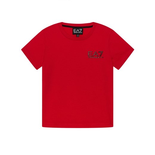 T-shirt chłopięce Emporio Armani czerwony z krótkim rękawem 