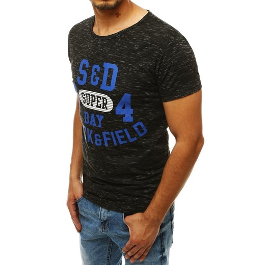 T-shirt męski z nadrukiem czarny RX4282 Dstreet  XXL promocja  