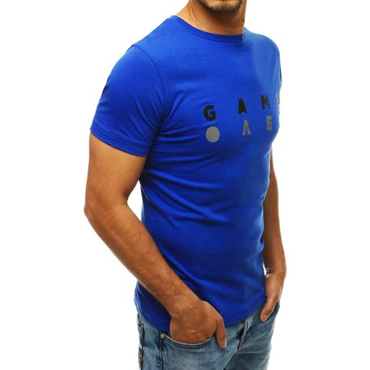 T-shirt męski z nadrukiem chabrowy RX4234 Dstreet  L okazja  