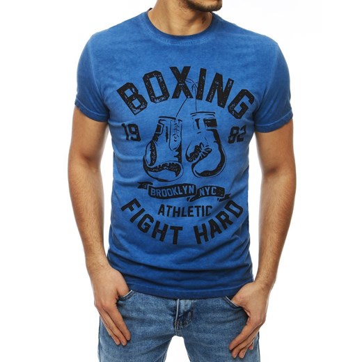 T-shirt męski z nadrukiem niebieski RX3882 Dstreet  XL okazyjna cena  