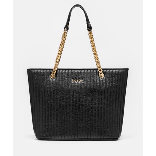 Shopper bag Kazar w stylu glamour pikowana skórzana 