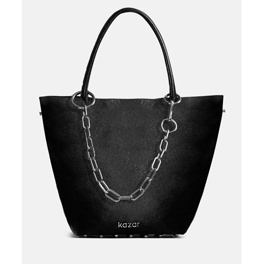 Shopper bag czarna Kazar bez dodatków elegancka 