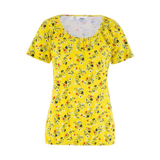 Żółta bluzka damska BPC Collection z krótkimi rękawami z okrągłym dekoltem 