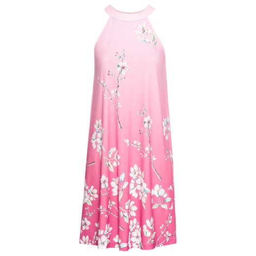 Sukienka BODYFLIRT bez rękawów różowa mini na spacer prosta z dekoltem halter 