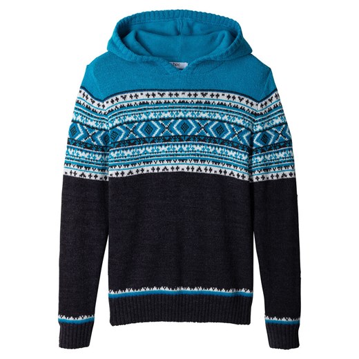 Sweter chłopięcy dzianinowy z kapturem | bonprix