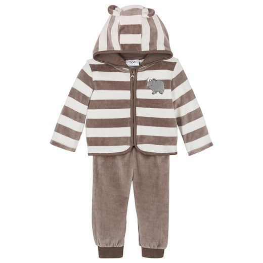 Bluza rozpinana i spodnie niemowlęce z dzianiny welurowej nicki (2 części) | bonprix