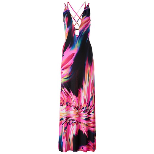 Sukienka Bonprix maxi w abstrakcyjnym wzorze z dekoltem w serek 