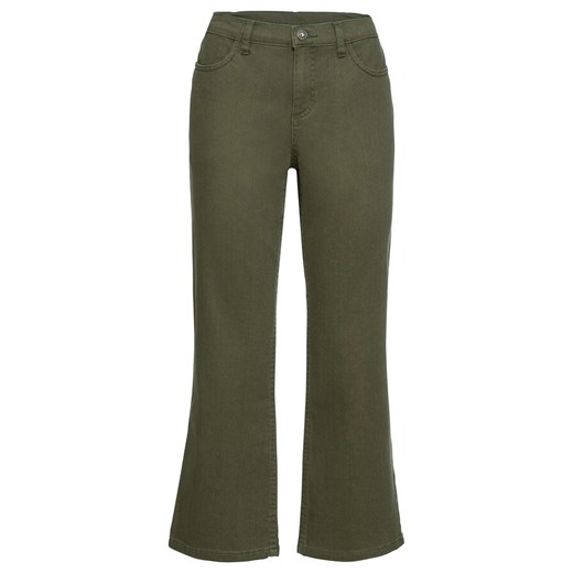 Spodnie damskie zielone Bonprix retro gładkie 