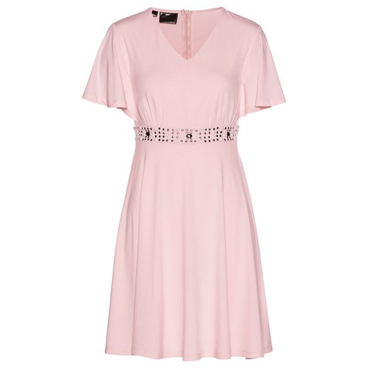 Sukienka Bonprix różowa mini w serek gładka 