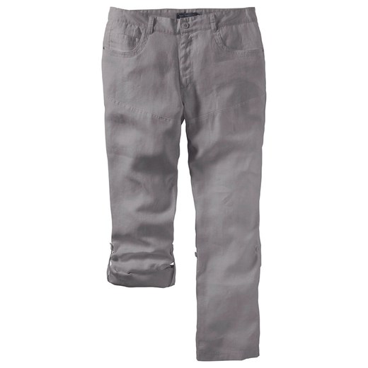 Spodnie lniane z wywijanymi nogawkami Regular Fit | bonprix