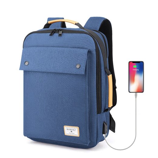 Torba/Plecak Golden Wolf na laptopa 15,6" GB00368 z USB Kolor: niebieski