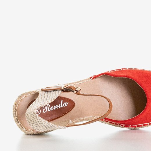 Czerwone damskie sandały na koturnie a'la espadryle Blancoli - Obuwie Royalfashion.pl  37 