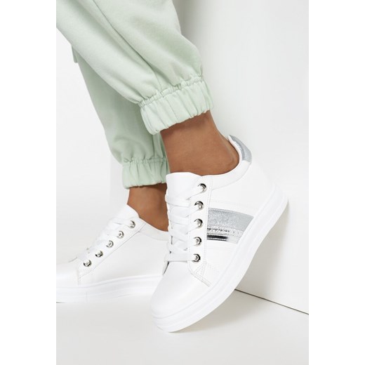 Buty sportowe damskie białe Born2be sneakersy młodzieżowe sznurowane 