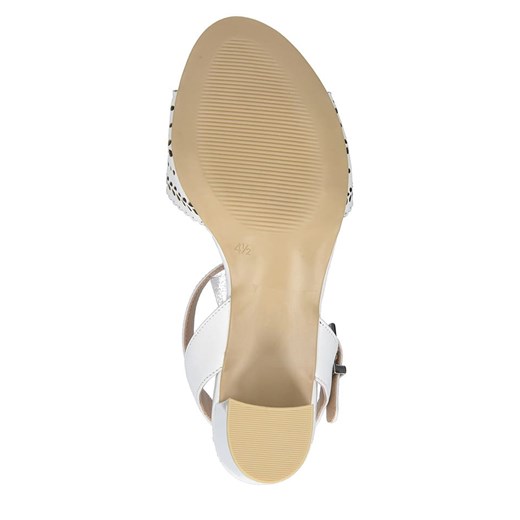 Sandały damskie Caprice z klamrą gładkie eleganckie na średnim obcasie 