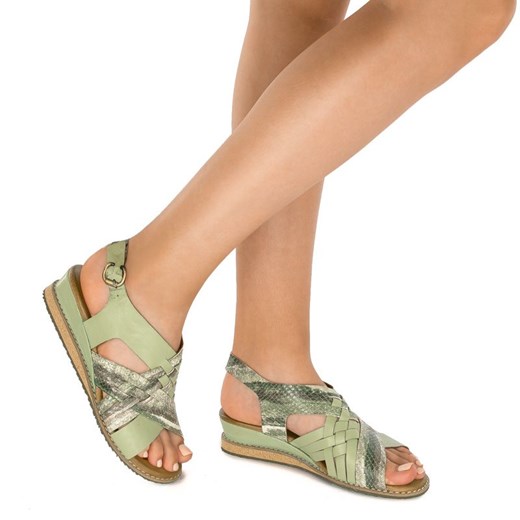 Sandały damskie Lanqier w abstrakcyjne wzory letnie skórzane 