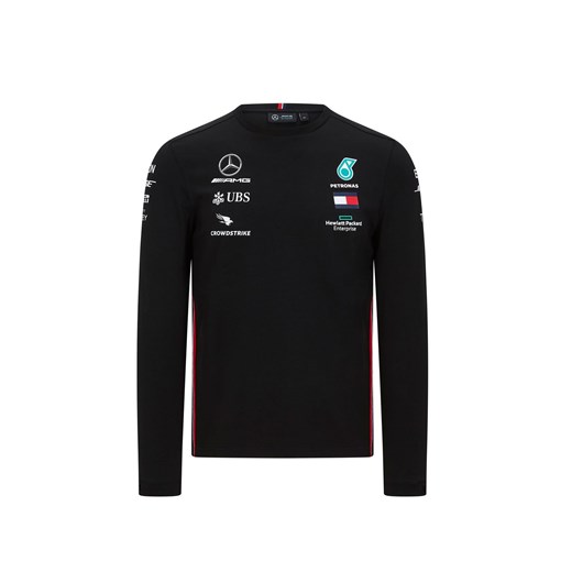 T-shirt męski czarny Mercedes Amg Petronas F1 Team z długim rękawem 