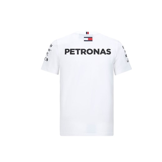 T-shirt chłopięce biały Mercedes Amg Petronas F1 Team z elastanu w nadruki 