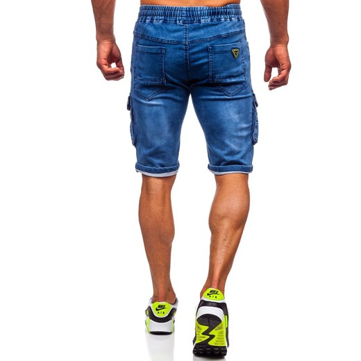 Granatowe krótkie spodenki jeansowe bojówki męskie Denley HY663 Denley  XL  okazja 