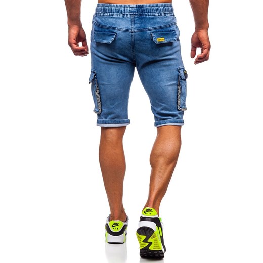Granatowe krótkie spodenki jeansowe bojówki męskie Denley HY775  Denley XL okazja  