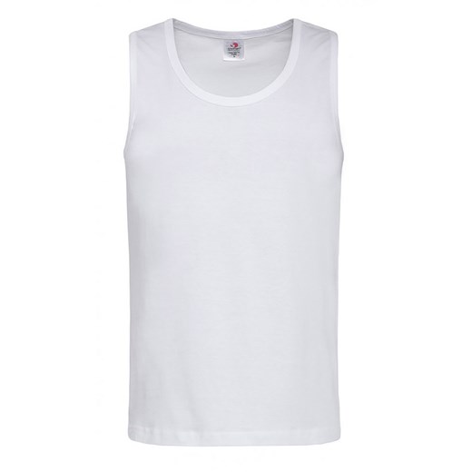 Biały Bawełniany T-Shirt (TANK TOP) Męski Bez Nadruku -STEDMAN- Koszulka, Bez Rękawów, Bezrękawnik TSJNPLST2800white ze sklepu JegoSzafa.pl w kategorii T-shirty męskie - zdjęcie 89271808