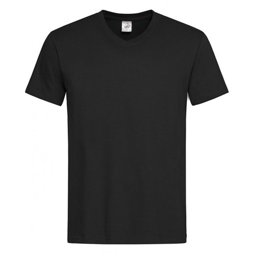 Czarny Bawełniany T-Shirt w Serek, Męski Bez Nadruku -STEDMAN- Koszulka, Krótki Rękaw, Basic, V-neck TSJNPLST2300blackopal ze sklepu JegoSzafa.pl w kategorii T-shirty męskie - zdjęcie 89271816