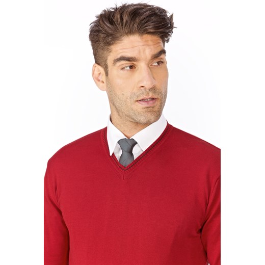Sweter męski Lanieri Fashion z dekoltem w serek casualowy 