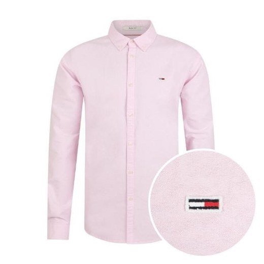 różowa koszula męska tommy jeans dm0dm06562 oxford różowa