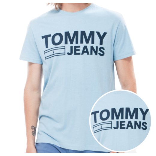 t-shirt męski tommy jeans dm0dm04528 błękitny