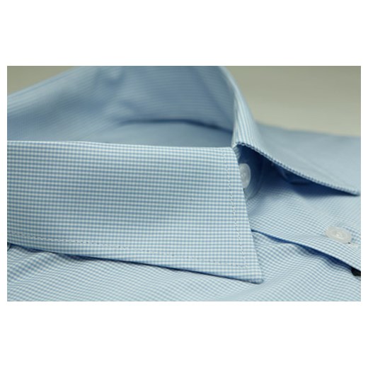 Koszula w drobną kratkę  L 41-42 do 182 Slim krzysztof niebieski koszule