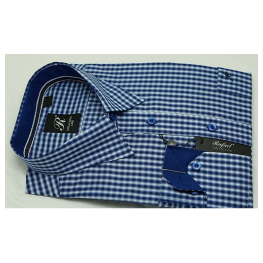 Rafael koszula w kratę 46 176/182 dł. klasyczna krzysztof niebieski elegancki