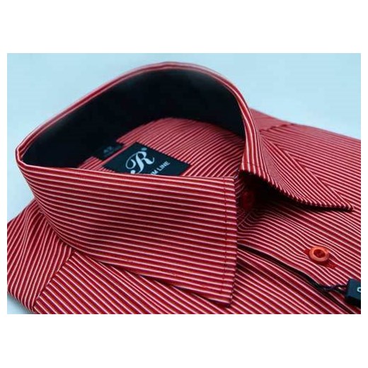 Koszula w prążki 46 170/176 dł. klasyczna krzysztof czerwony guziki