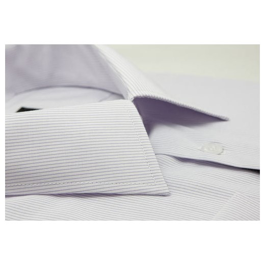 Koszula biała w fioletowe paski 48 182/188 dł. klasyczna krzysztof bialy bawełniane