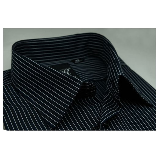 Koszula czarna w pasy 46 176/182 dł. klasyczna krzysztof czarny bawełniane