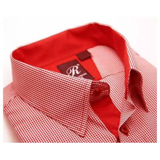 Koszula czerwona w kratkę 46 182/188 EXCLUSIVE LINE krzysztof czerwony bawełniane