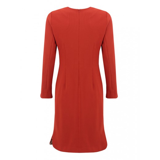 Czerwona sukienka z akcentami w panterkę Premiera Dona SENDA  Premiera Dona 42 Eye For Fashion